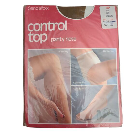 Vintage 80s Matisse Control Top Pantyhose Nylons Brown Suntan Tall - Picture 1 of 6